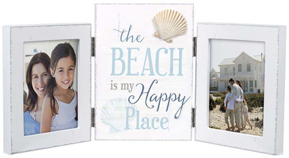 Malden Beach Happy Place Tri-Fold White Frame