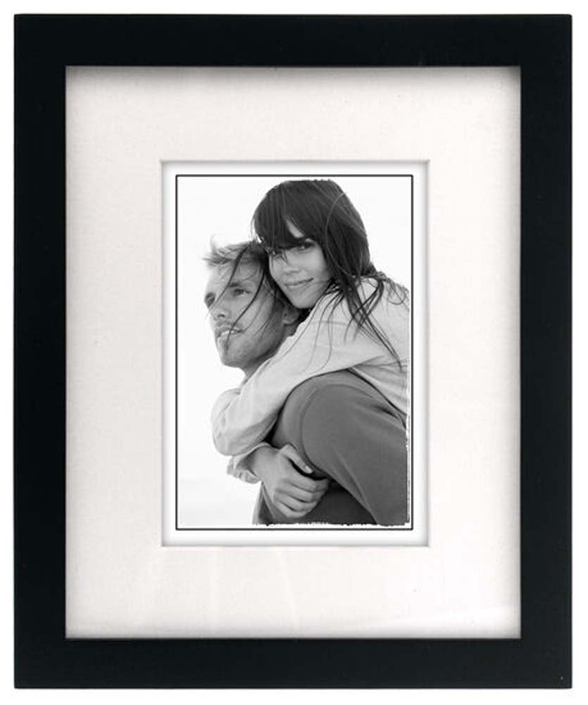 Malden Matted Linear Classic Wood Picture Frame, Black 8x10