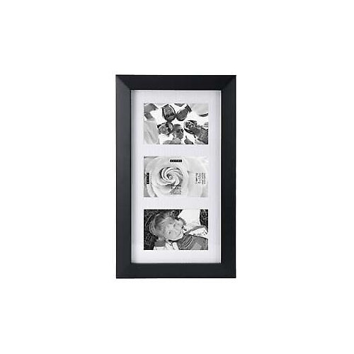 Malden Berkeley Matted Black Wood Collage Picture Frame, 3 Opening, 3-4x6, Black