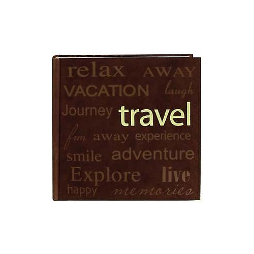 Pioneer "Travel" Text Design Sewn Faux Suede Cover Photo Album, Brown