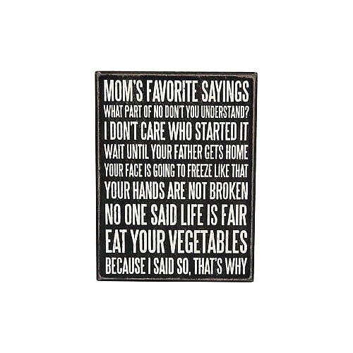 Primitives Mom's Saying List Box Sign