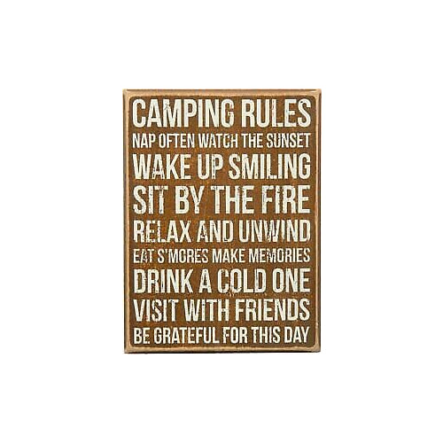 Primitives Camping Rules Box Sign