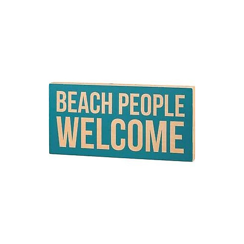 Primitives Box Sign - Beach People Welcome