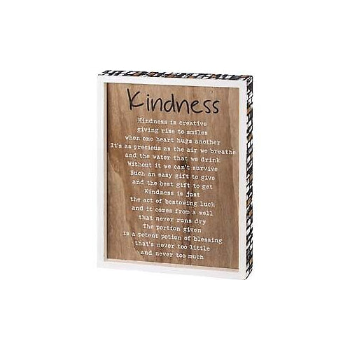 Primitives Inset Box Sign - Kindness Never Too Much