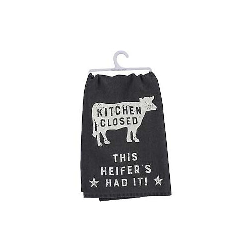Primitives Dish Towel - Kitchen Closed, This Heifer's Had It