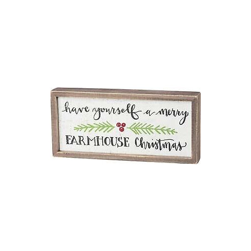 Primitives Inset Box Sign - Merry Farmhouse Christmas