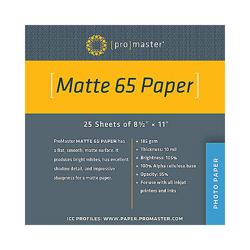 Promaster Matte 65 Paper 8.5"x11" - 25 Sheets