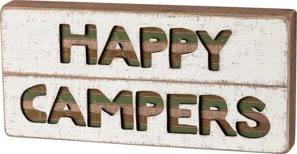 Primitives Slat Box Sign- Happy Campers