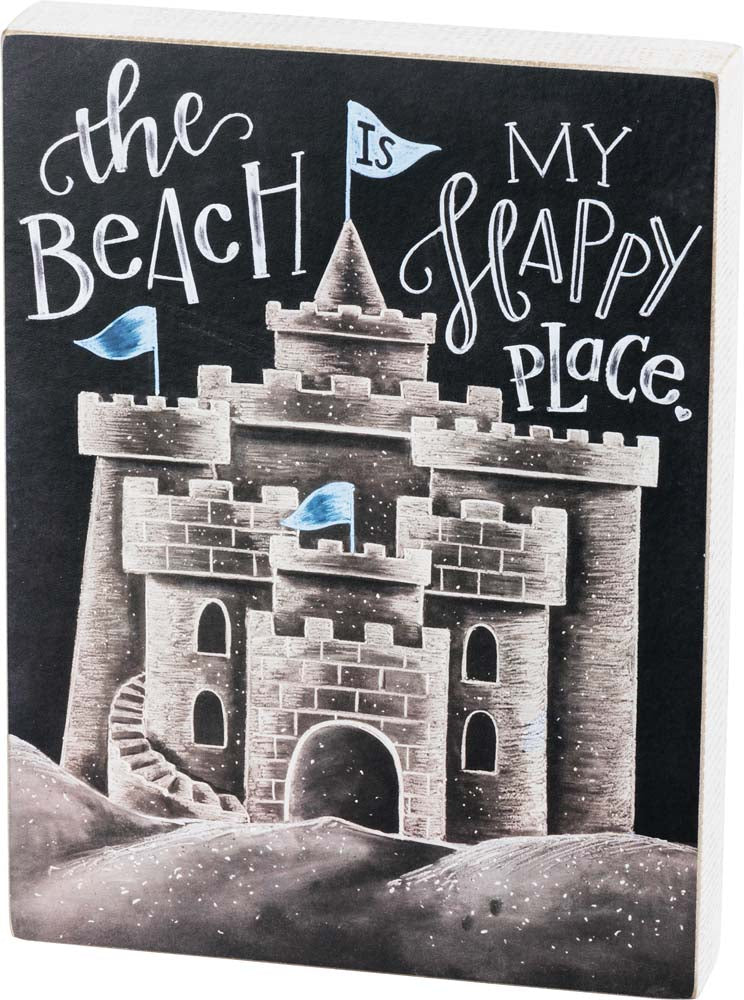 Primitives Beach Happy Place Box Sign