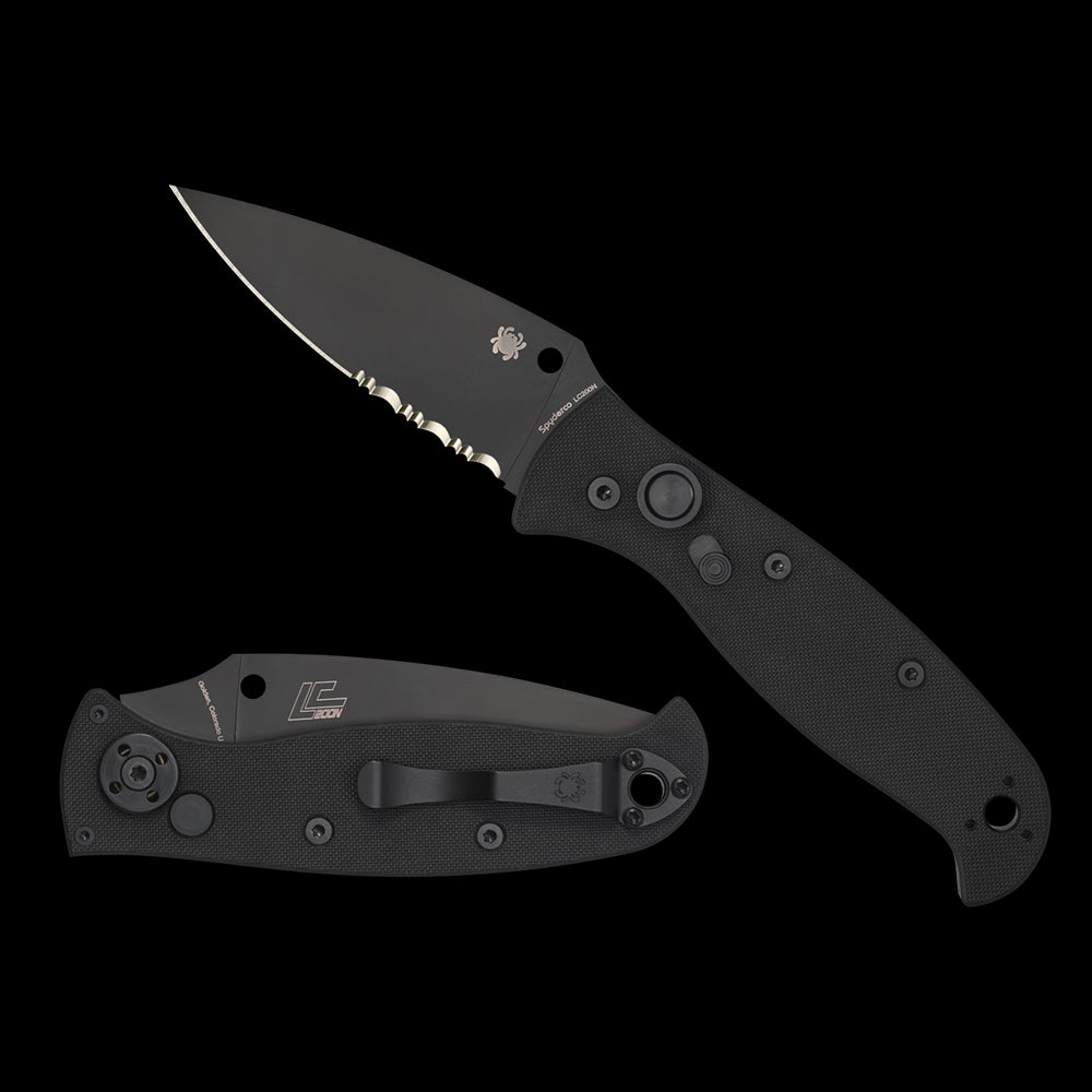 Spyderco Autonomy 2, Black G-10 / DLC LC200N, Partially Serrated - C165GPSBBK2
