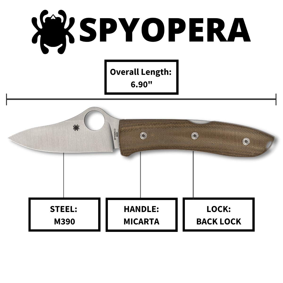 Spyderco SpyOpera, Canvas Micarta / Satin M390 - C255CMP