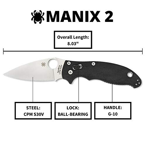 Spyderco Manix 2 - Black G-10 / Stonewash CPM-S30V - C101GP2