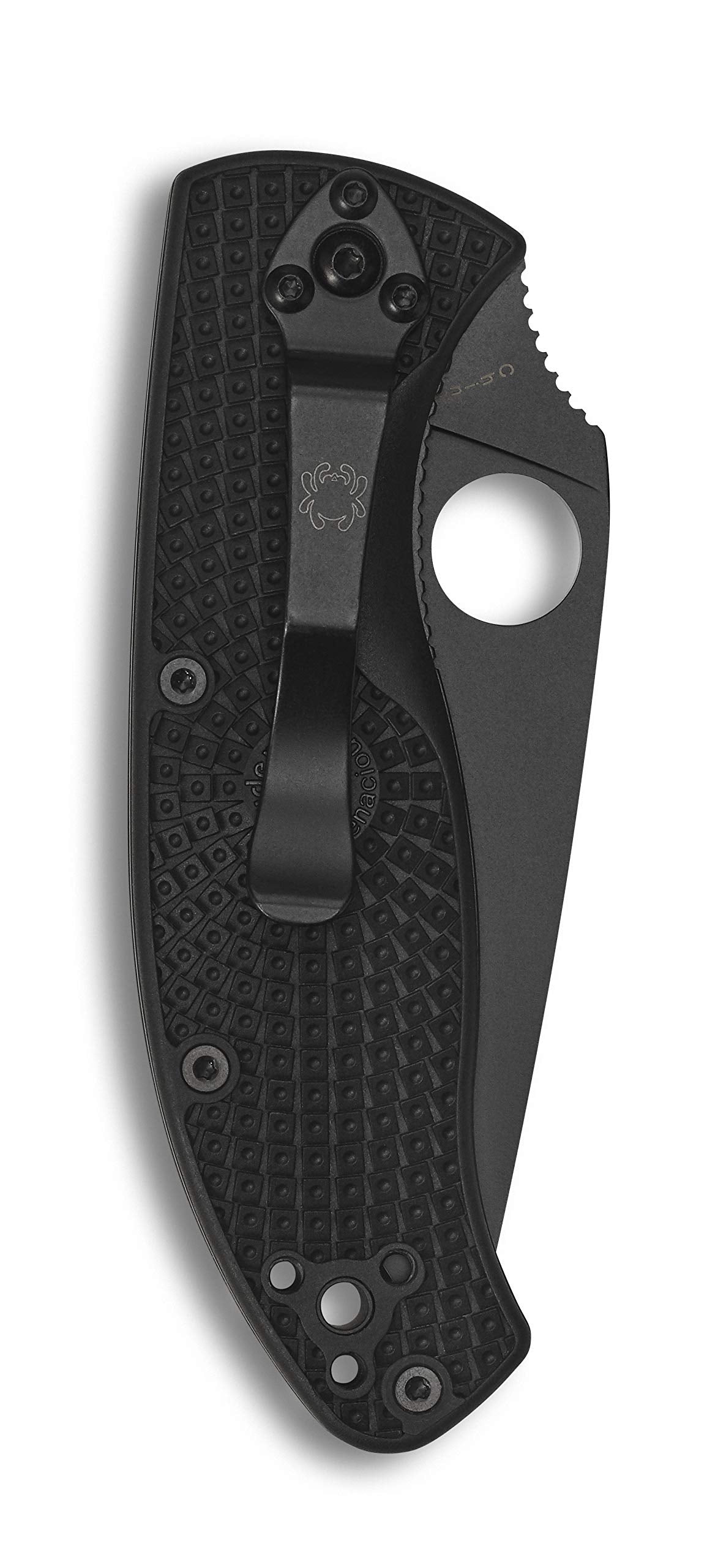 Spyderco Tenacious Lightweight, Black FRN / Black Oxide 8Cr13MoV, Partially Serrated - C122PSBBK