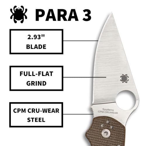 Spyderco Para 3 Brown Canvas Micarta, Satin CruWear - C223MPCW