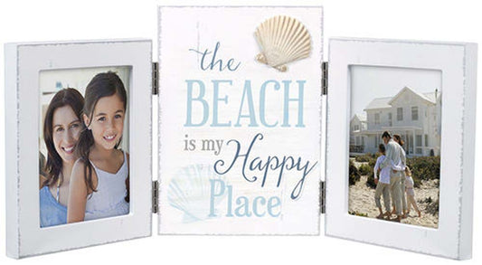 Malden Beach Happy Place Tri-Fold White Frame