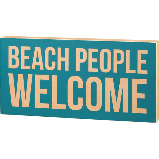 Primitives Box Sign - Beach People Welcome