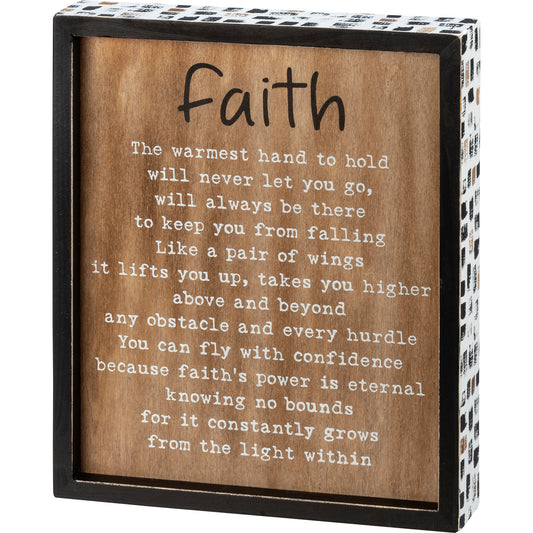 Primitives Inset Box Sign - Faith The Light Within