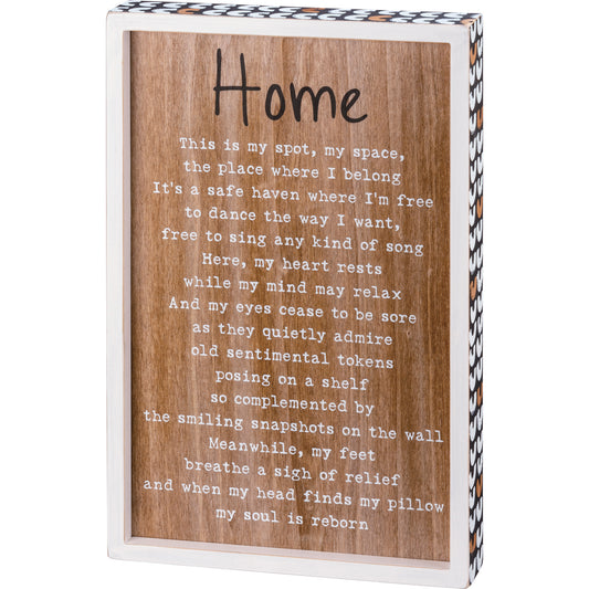 Primitives Inset Box Sign - Home My Soul Is Reborn