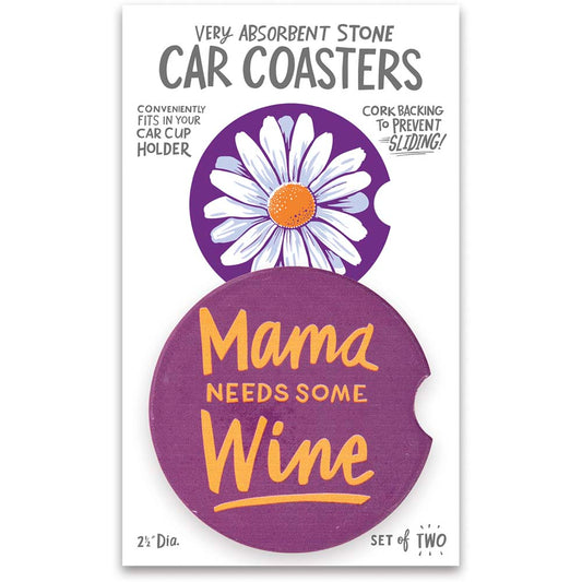 Primitives Car Coasters - Mama Needs Some Wine