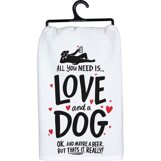 Primitives Dish Towel - Dog & A Beer