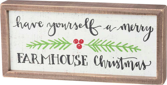 Primitives Inset Box Sign - Merry Farmhouse Christmas