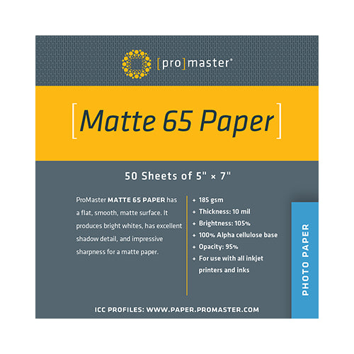 Promaster Matte 65 Paper 5"x7" - 50 Sheets