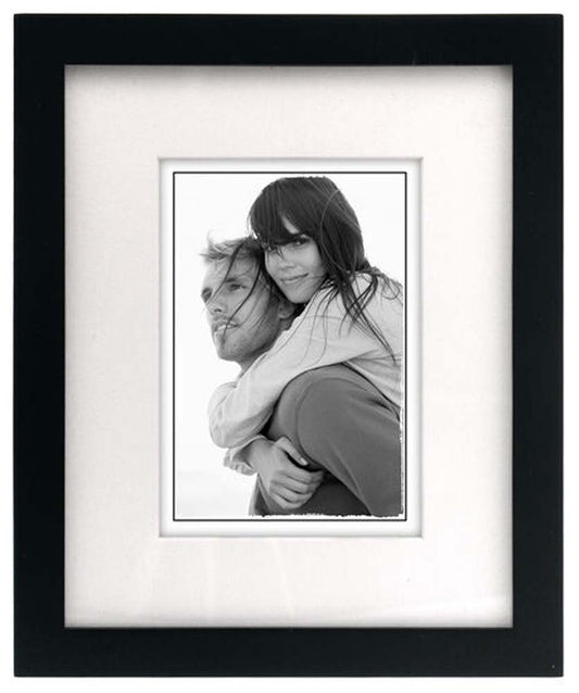 Malden Matted Linear Classic Wood Picture Frame, Black 8x10