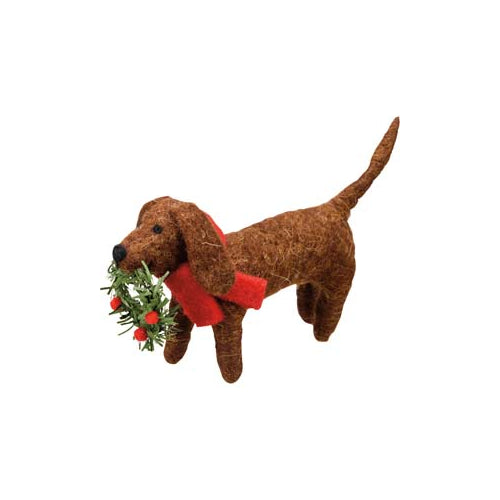 Primitives Critter - Dog With Wreath