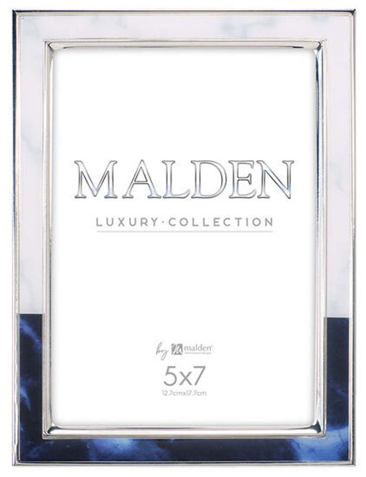 Malden 5x7 Blue & White Marbled Metal Frame