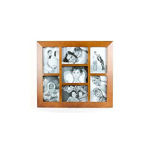 Malden Berkeley Beveled Edge Wood Collage Picture Frame, 7 Opening, 7-4x6, Walnut
