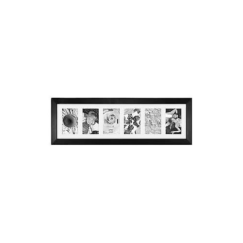 Malden Berkeley Matted Black Wood Collage Picture Frame, 6 Opening, 6-4x6, Black