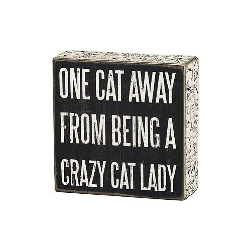 Primitives One Cat Away Box Sign