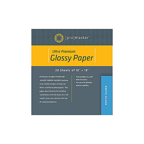 Promaster Glossy Inkjet Photo Paper -13x19'' - 20 Sheets
