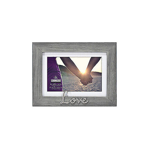 Malden 4x6 Scripts Gray Distressed- Love