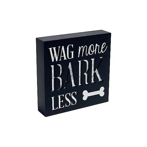Malden 6x6 Wag More Bark Less Black and Galvanized Sign