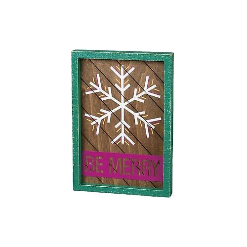 Primitives Inset Slat Box Sign - Be Merry