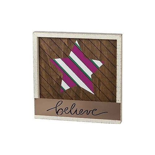 Primitives Inset Slat Box Sign - Believe 10x12