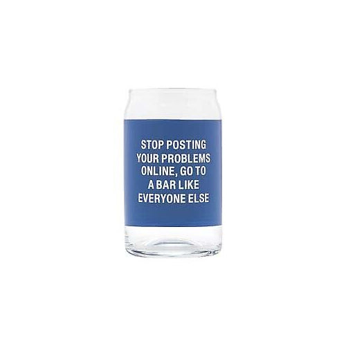 About Face Designs Stop Posting Beer Can Glass