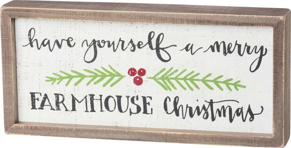 Primitives Inset Box Sign - Merry Farmhouse Christmas