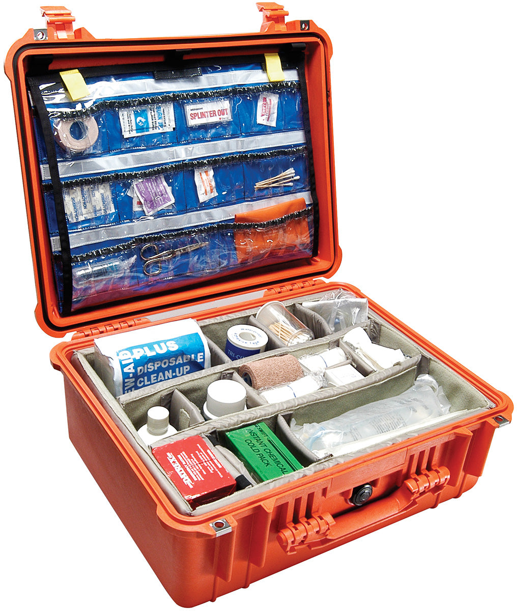 Pelican 1550EMS Case with Lid Organizer and Dividers (Orange)