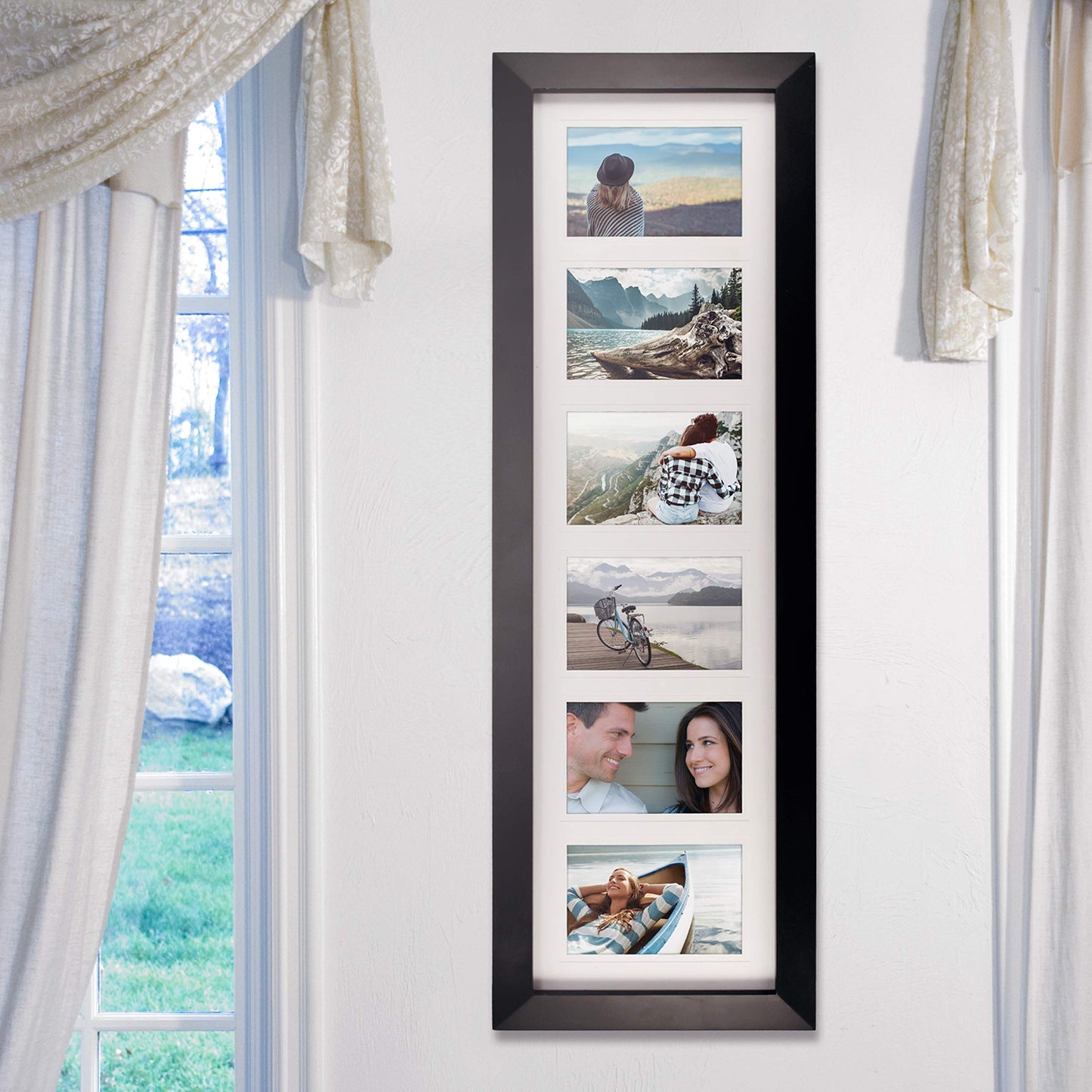 Malden Berkeley Matted Black Wood Collage Picture Frame, 6 Opening, 6-4x6, Black
