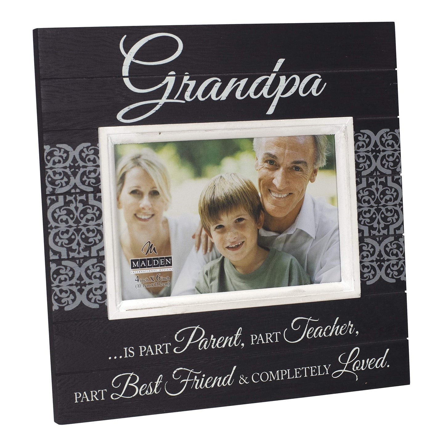 Malden Sun Washed Words Grandpa Distressed 4x6 Black Picture Frame