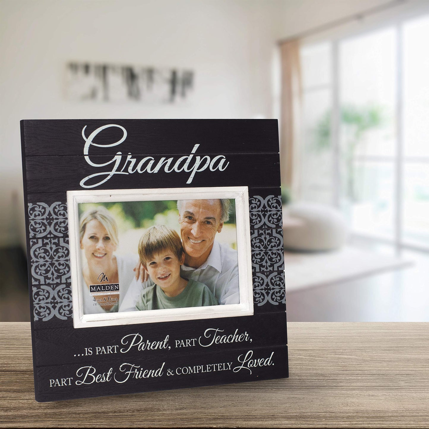 Malden Sun Washed Words Grandpa Distressed 4x6 Black Picture Frame
