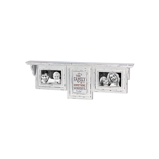 Prinz Carson Distressed 2 Opening Wood Collage Frame with 'Family' Sentiment & 2.5" Deep Ledge, White