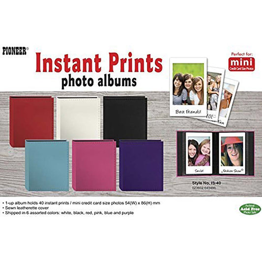 Pioneer Photo Albums Instant-Print Photo Album with Leatherette Covers - 40 Pockets (Assorted Colors)