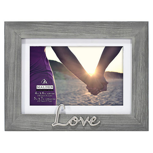 Malden 4x6 Scripts Gray Distressed- Love