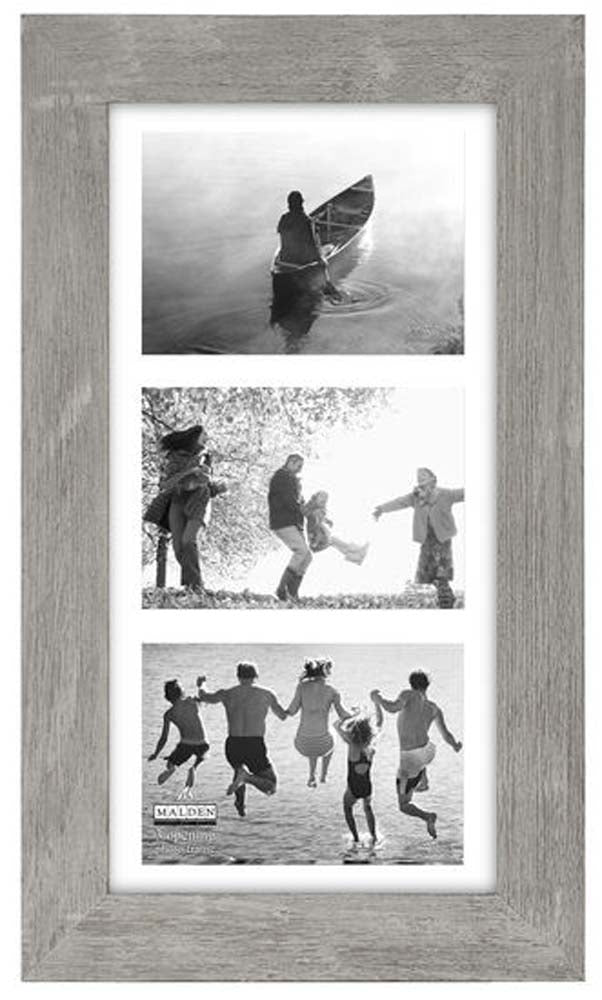 Malden Manhattan Distressed Mat Picture Frame, 3 Option, 3-5x7 , Gray
