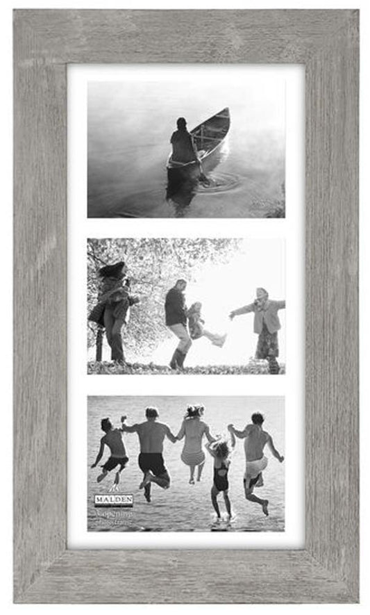 Malden Manhattan Distressed Mat Picture Frame, 3 Option, 3-5x7 , Gray