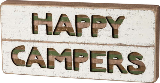 Primitives Slat Box Sign- Happy Campers