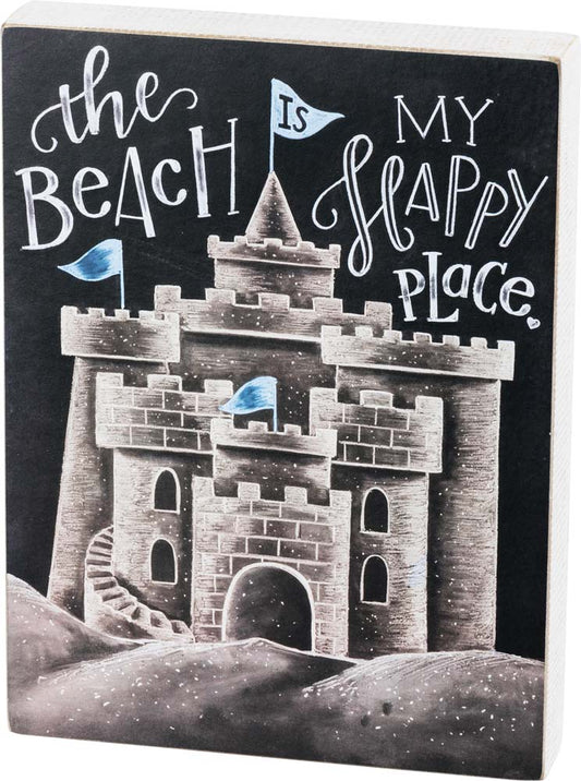 Primitives Beach Happy Place Box Sign